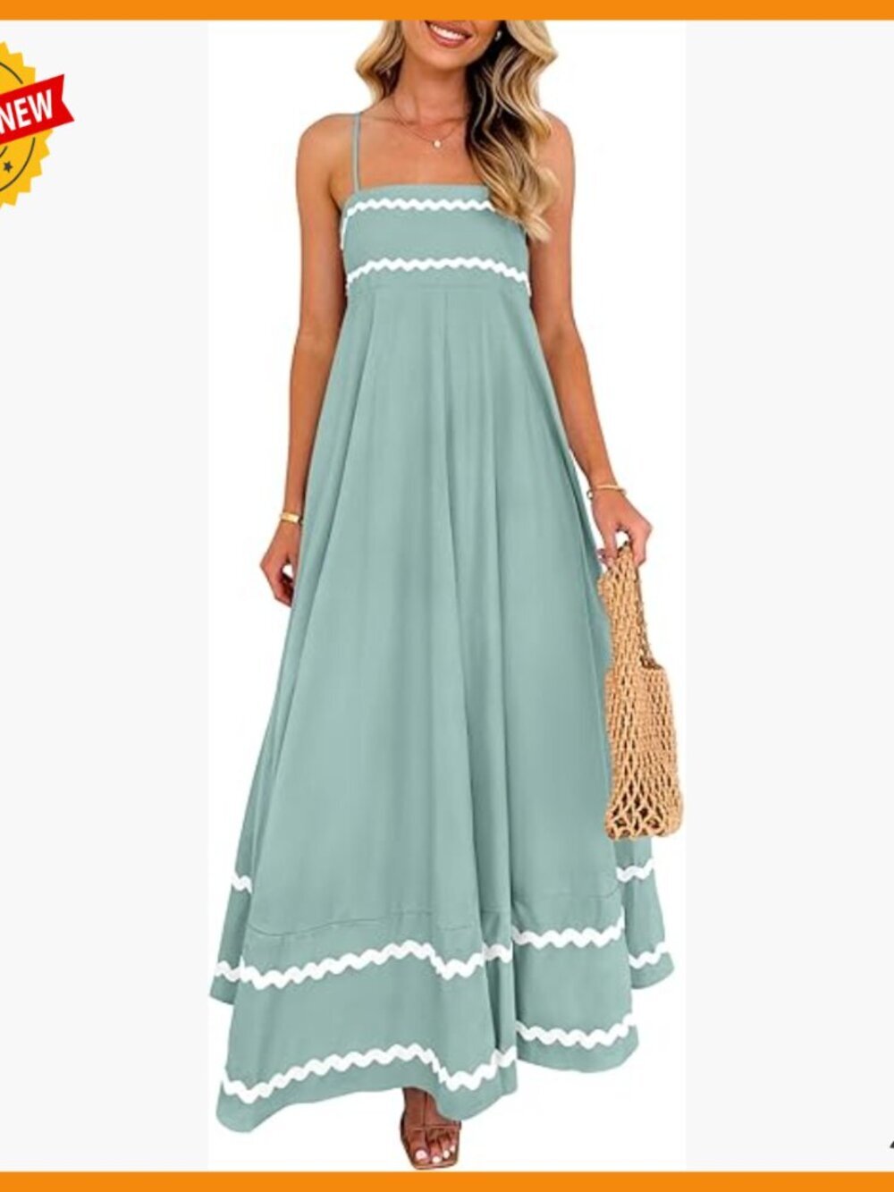 Sleeveless Maxi Dress with Spaghetti Straps, Pockets, Smocked Back, Boho Style